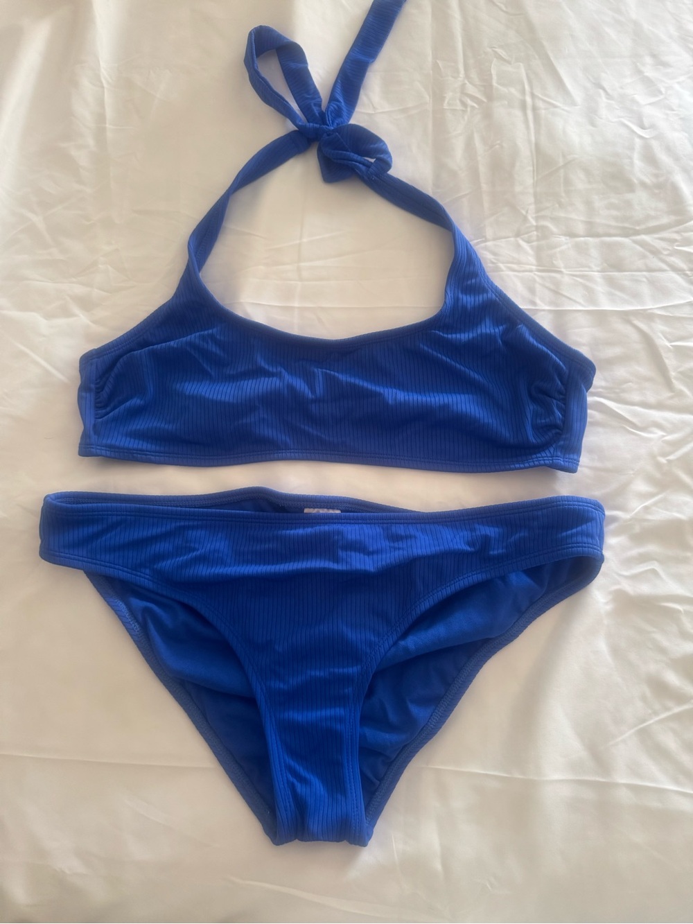 Xhilaration Royal Blue Ribbed Halter Bikini Set